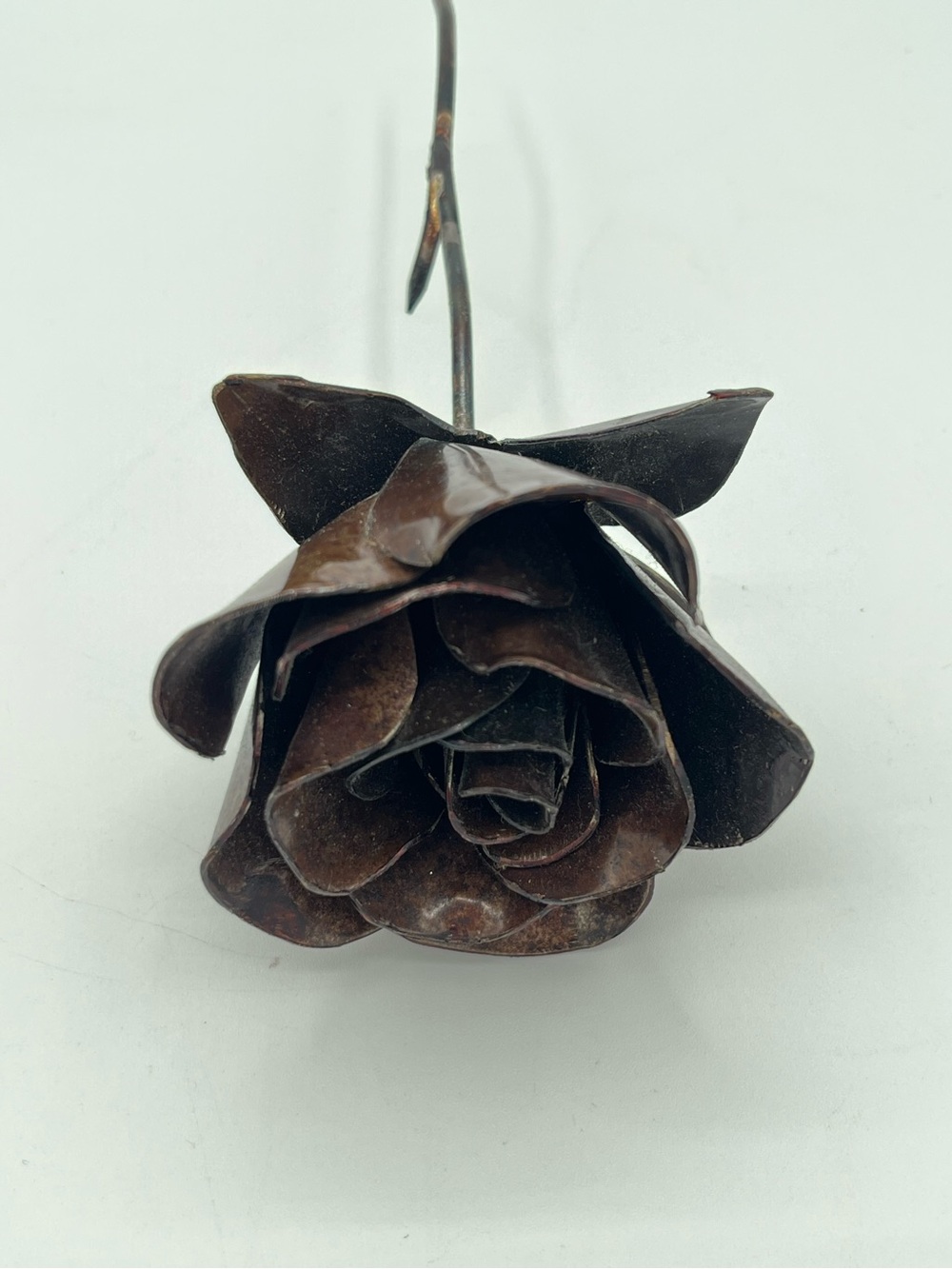 Handcrafted Detailed Rose Brass Metal Art Sculpture Love Floral Anniversary Gift